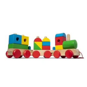 17 pcs Wooden Jumbo Stacking Train 4-Color