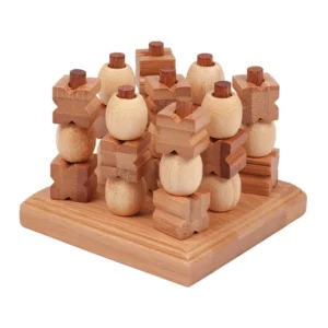 Classic Traditional Wooden Tic Toe Pushing Fun Intelligent