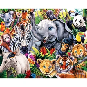 Kids Jigsaw Puzzle Set - World of Animals 4-Pack 100 Pieces